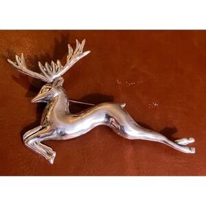 Amazing Large Vintage Mexico Silver Leaping Reindeer Brooch